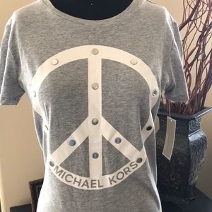 Michael Kors Grey T Shirt “Peace” SZ S